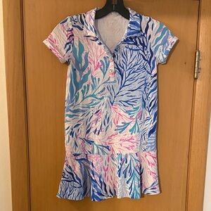Lilly Pulitzer Kids Girls Mini Sadie Polo Dress UPF 50 Reef Nautical Size Medium